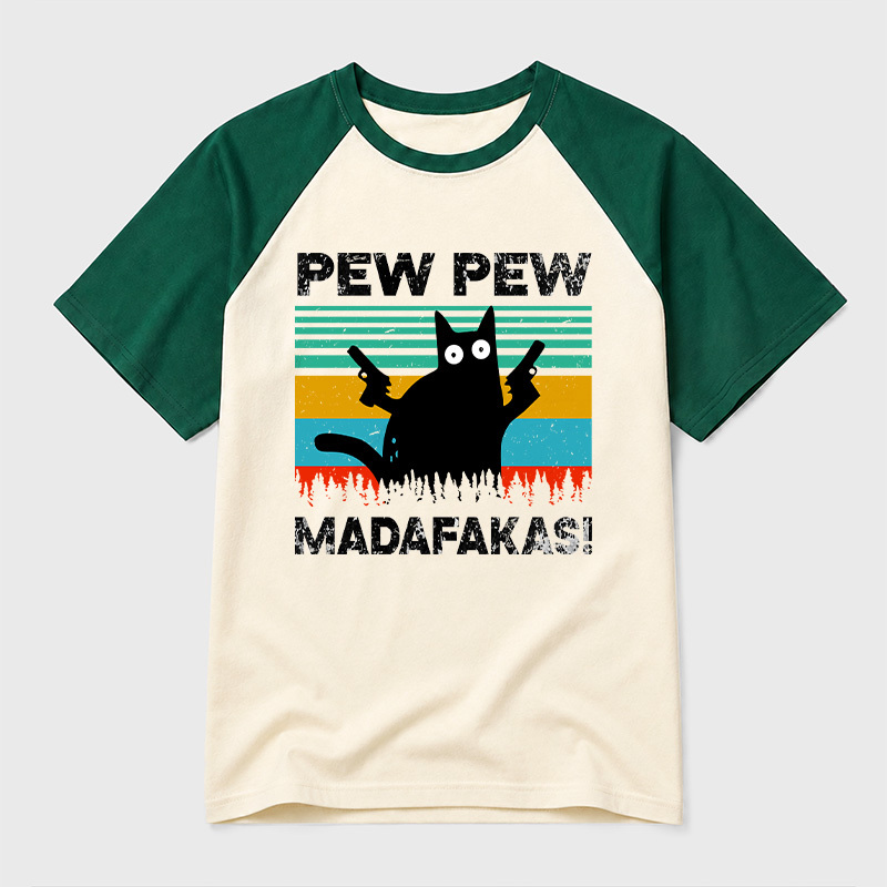 Pew Pew Madafakas Geek Retro Raglan T-Shirt