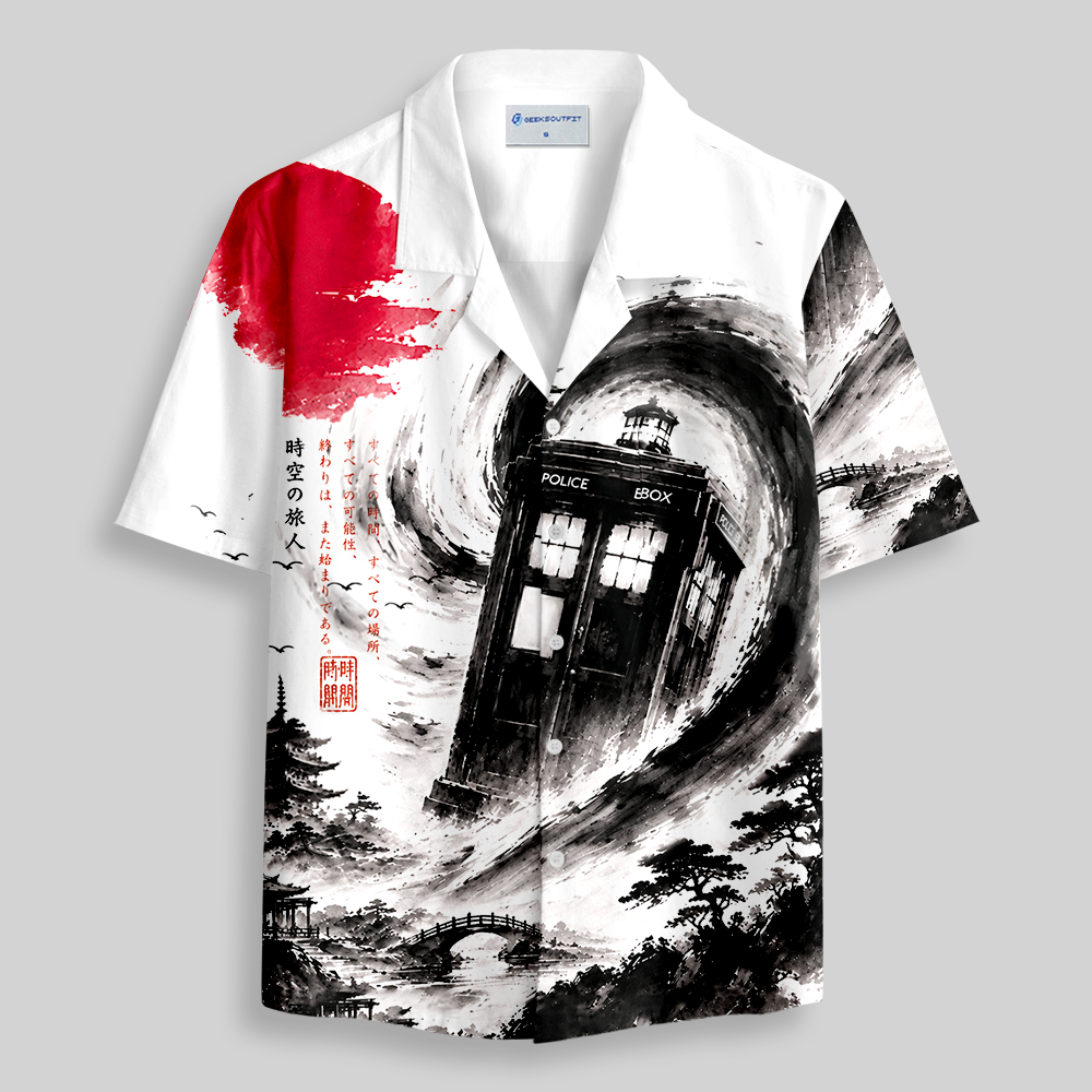 Sci-Fi Time Travel Vessel Button Up Pocket Shirt