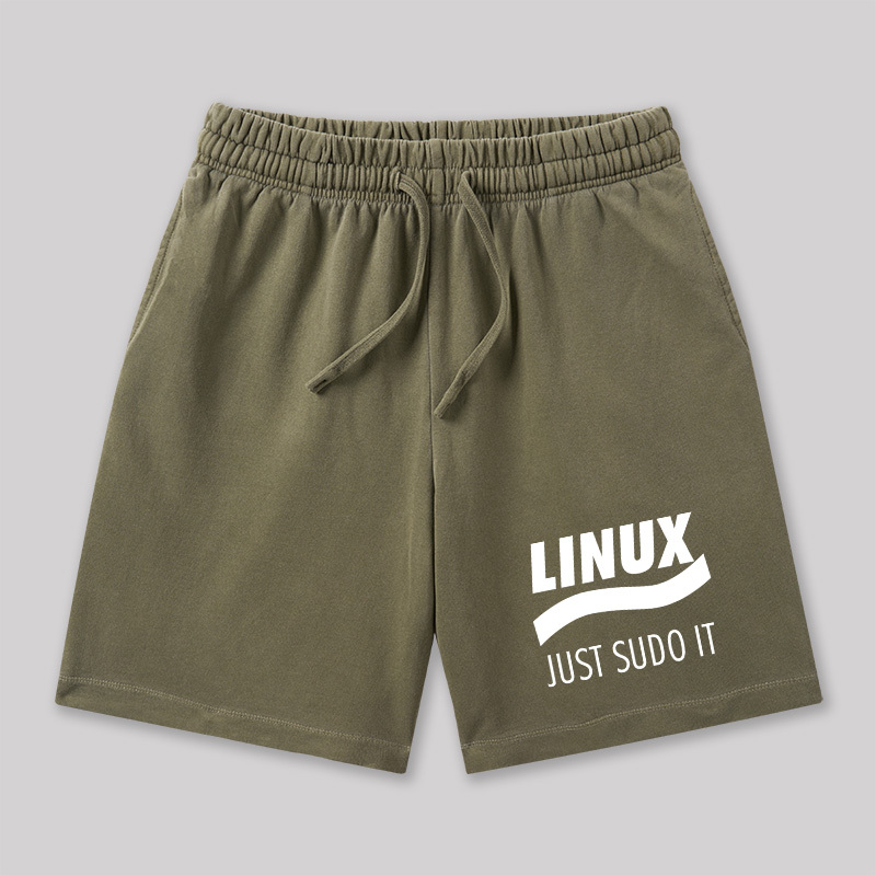 Linux Just Sudo It Geeky Washed Shorts