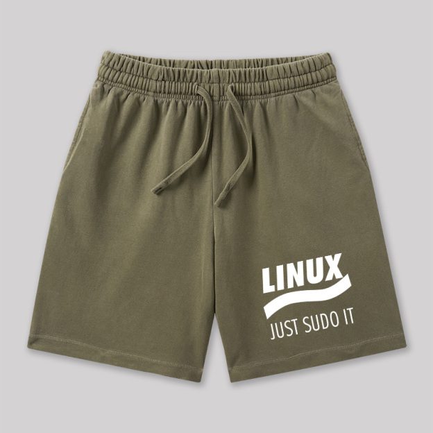 Linux Just Sudo It Geeky Washed Shorts