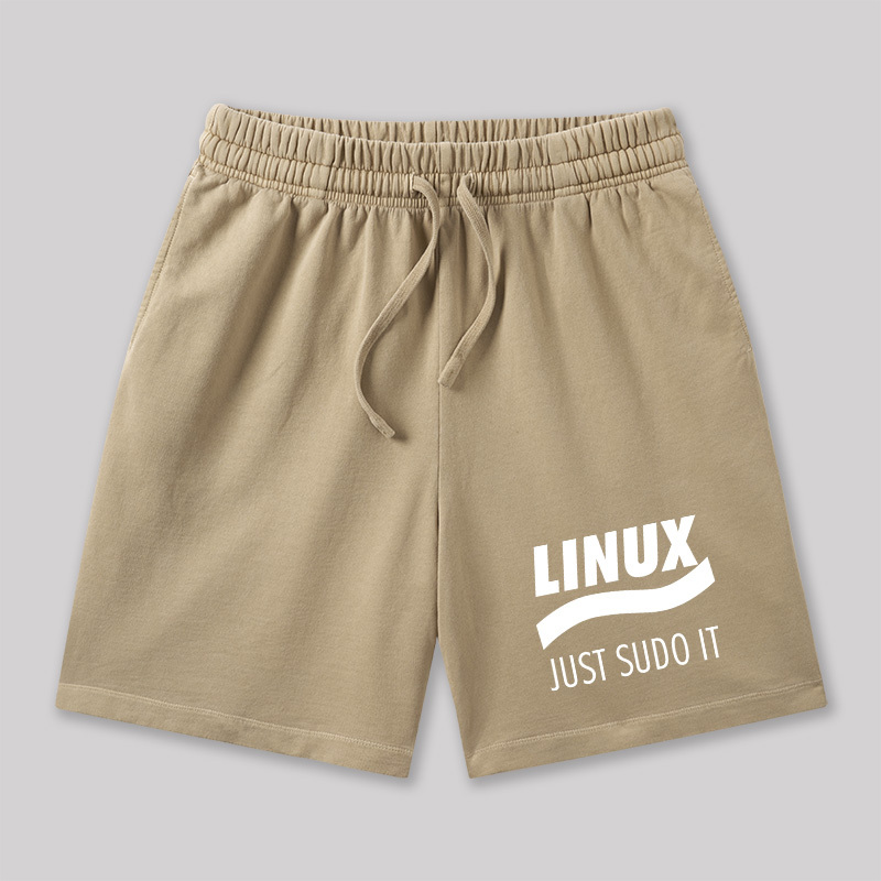 Linux Just Sudo It Geeky Washed Shorts
