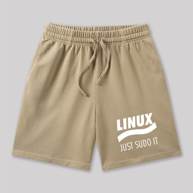 Linux Just Sudo It Geeky Washed Shorts