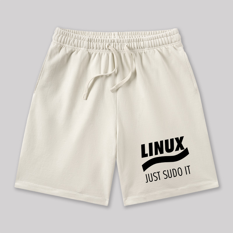 Linux Just Sudo It Geeky Washed Shorts