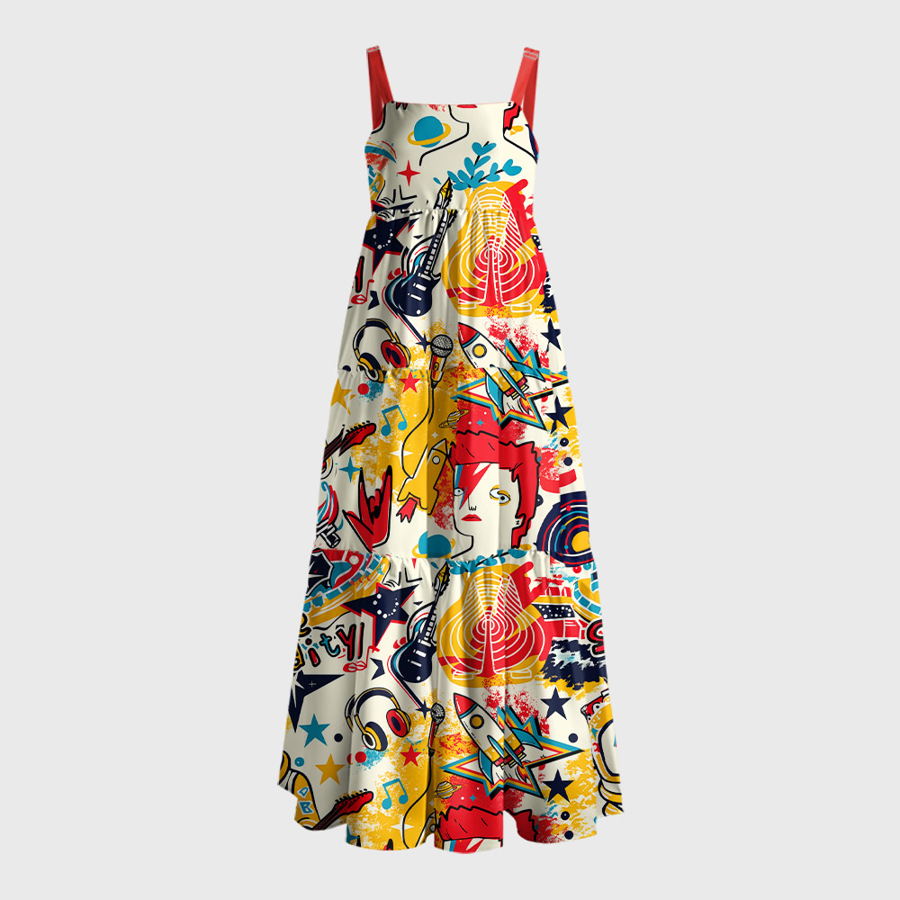 Space Oddity Geek Tiered Cami Maxi Dress