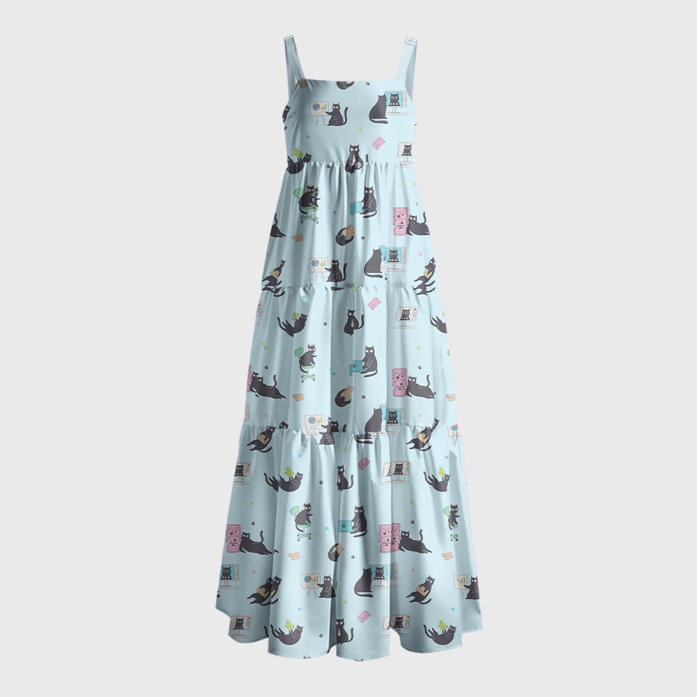 Working Cat Geek Tiered Cami Maxi Dress
