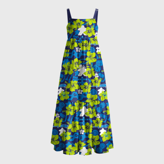 Board Game Hawaii Hibiscus Geek Tiered Cami Maxi Dress