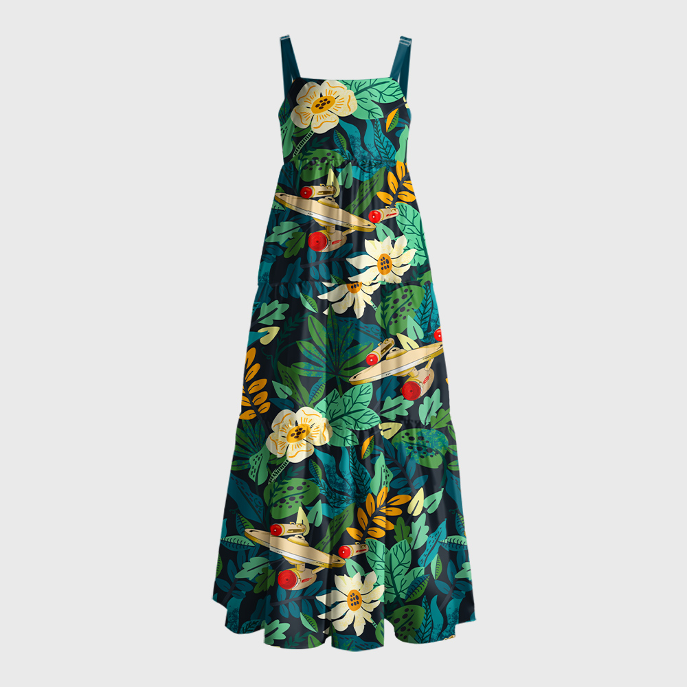 Scifi Spacecraft 02 Geek Tiered Cami Maxi Dress