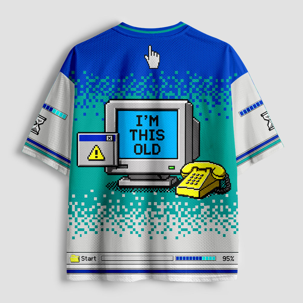 I'm This Old Retro Dial-Up Internet Pixel Graphic Geek Mesh Jersey