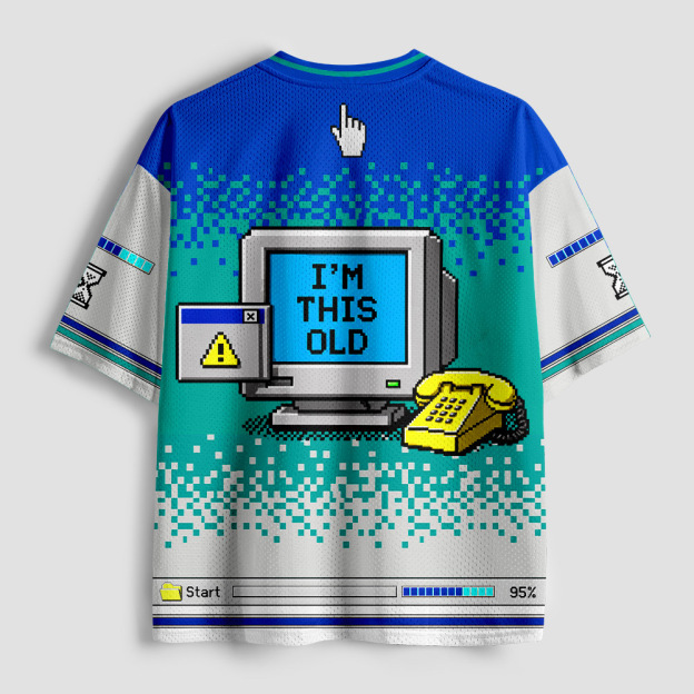 I'm This Old Retro Dial-Up Internet Pixel Graphic Geek Mesh Jersey