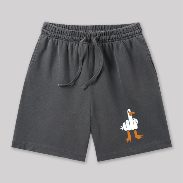 Rude Seagull Design Funny Geeky Washed Shorts