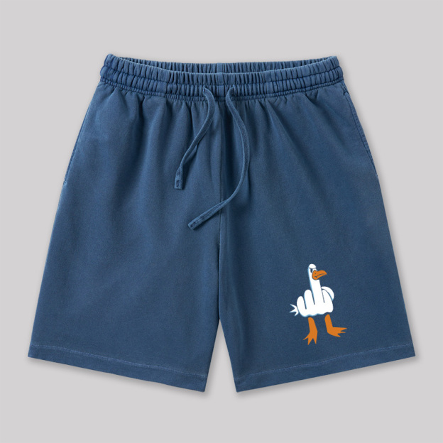 Rude Seagull Design Funny Geeky Washed Shorts