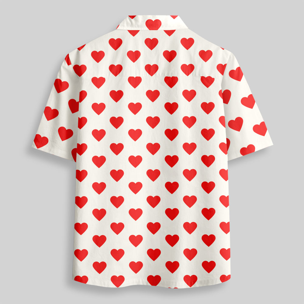 He’s Wearing Hearts Button Up Pocket Shirt