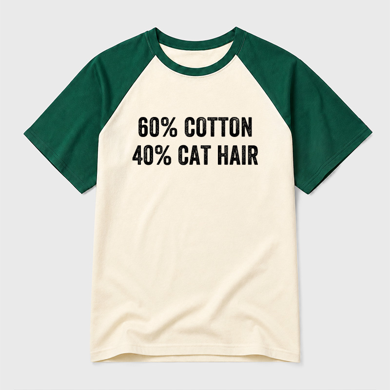 60 Cotton 40 Cat Hair Geek Retro Raglan T-Shirt