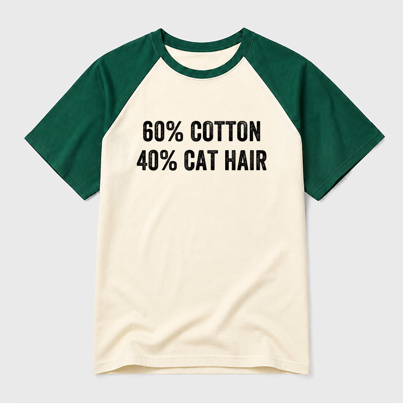 60 Cotton 40 Cat Hair Geek Retro Raglan T-Shirt