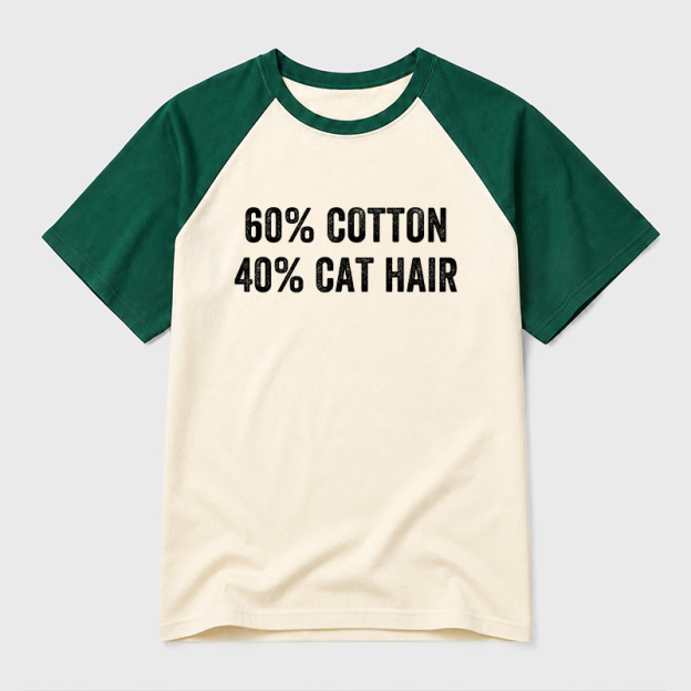 60 Cotton 40 Cat Hair Geek Retro Raglan T-Shirt