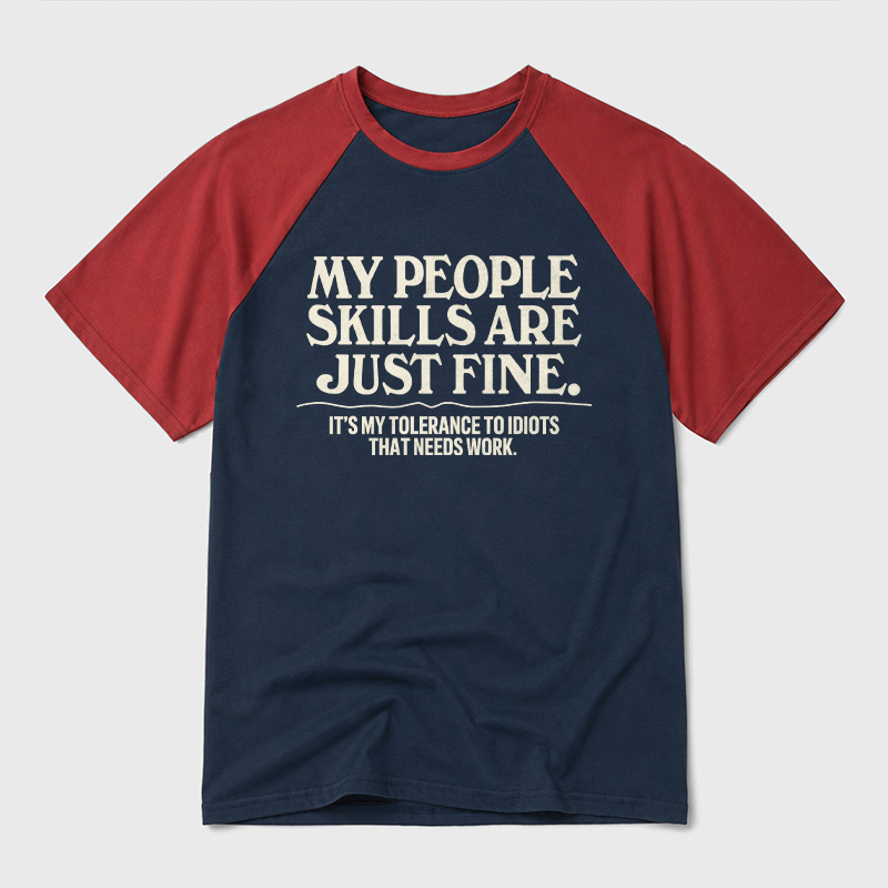 People Skills Fine Edition Geek Retro Raglan T-Shirt