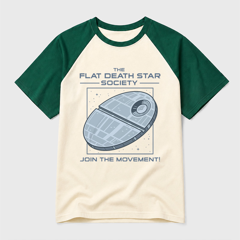 The Flat Death Star Society Geek Retro Raglan T-Shirt