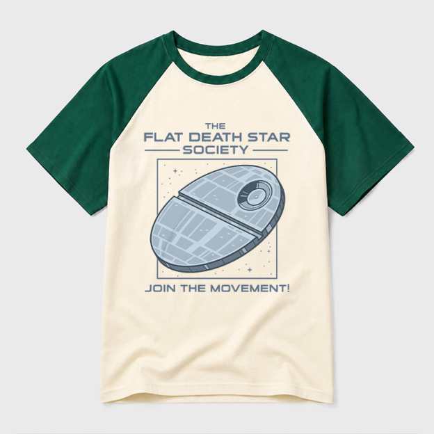 The Flat Death Star Society Geek Retro Raglan T-Shirt
