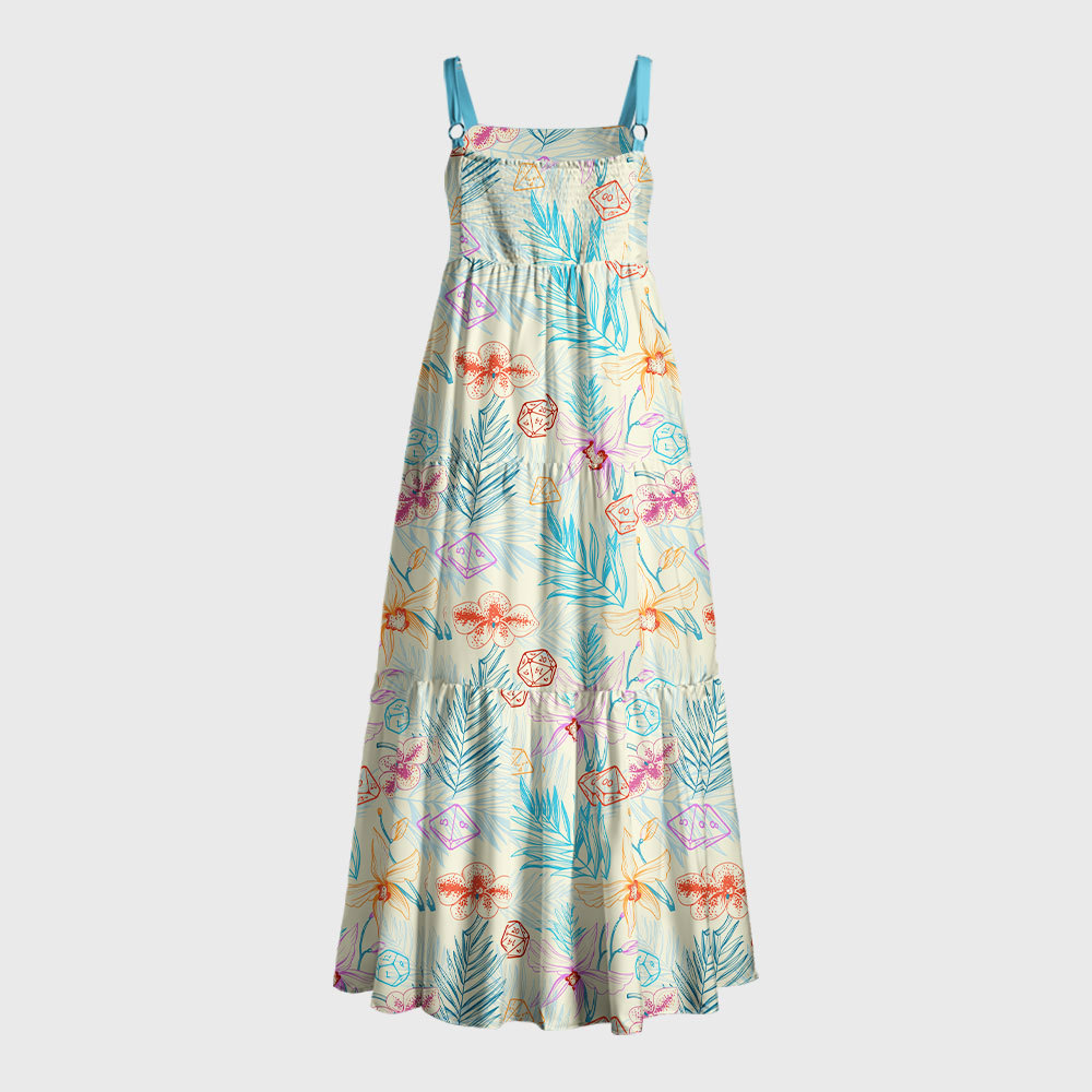 DND Plants and Polyhedral Dice Geek Tiered Cami Maxi Dress