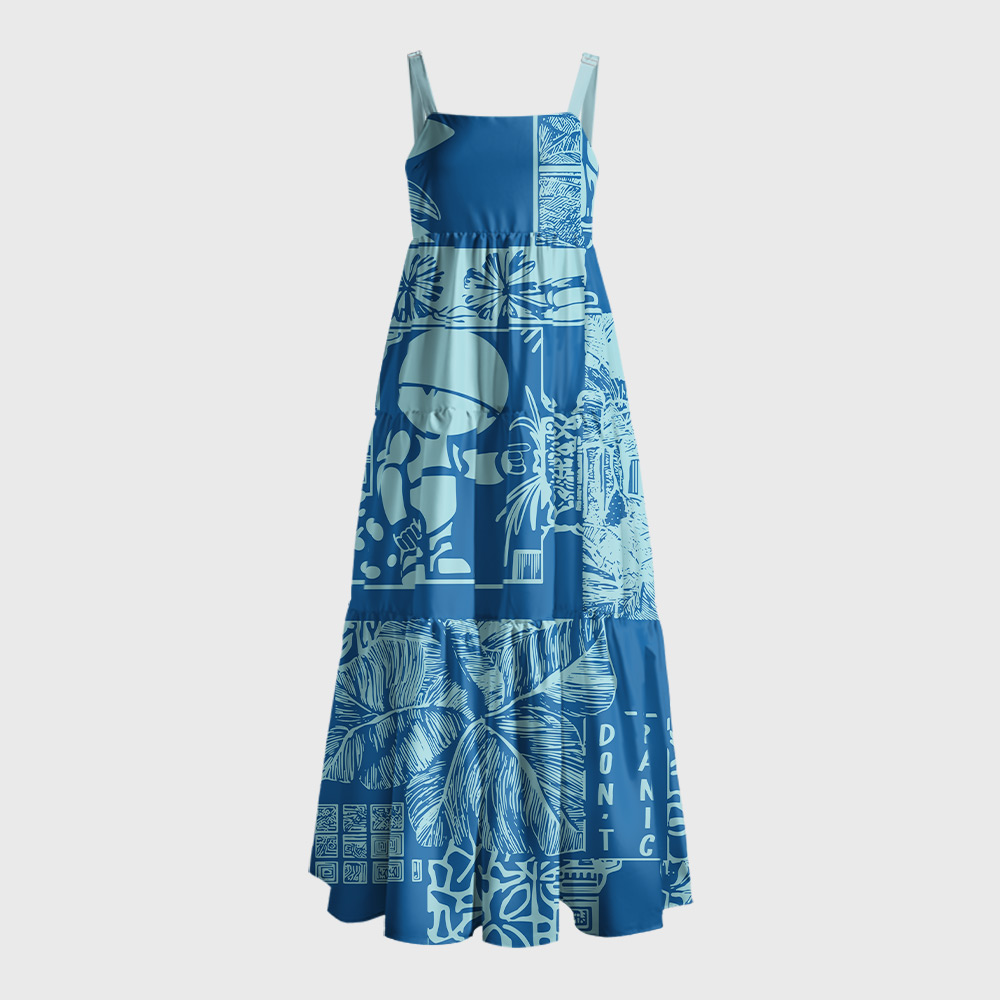 Don't Panic Blue Geek Tiered Cami Maxi Dress