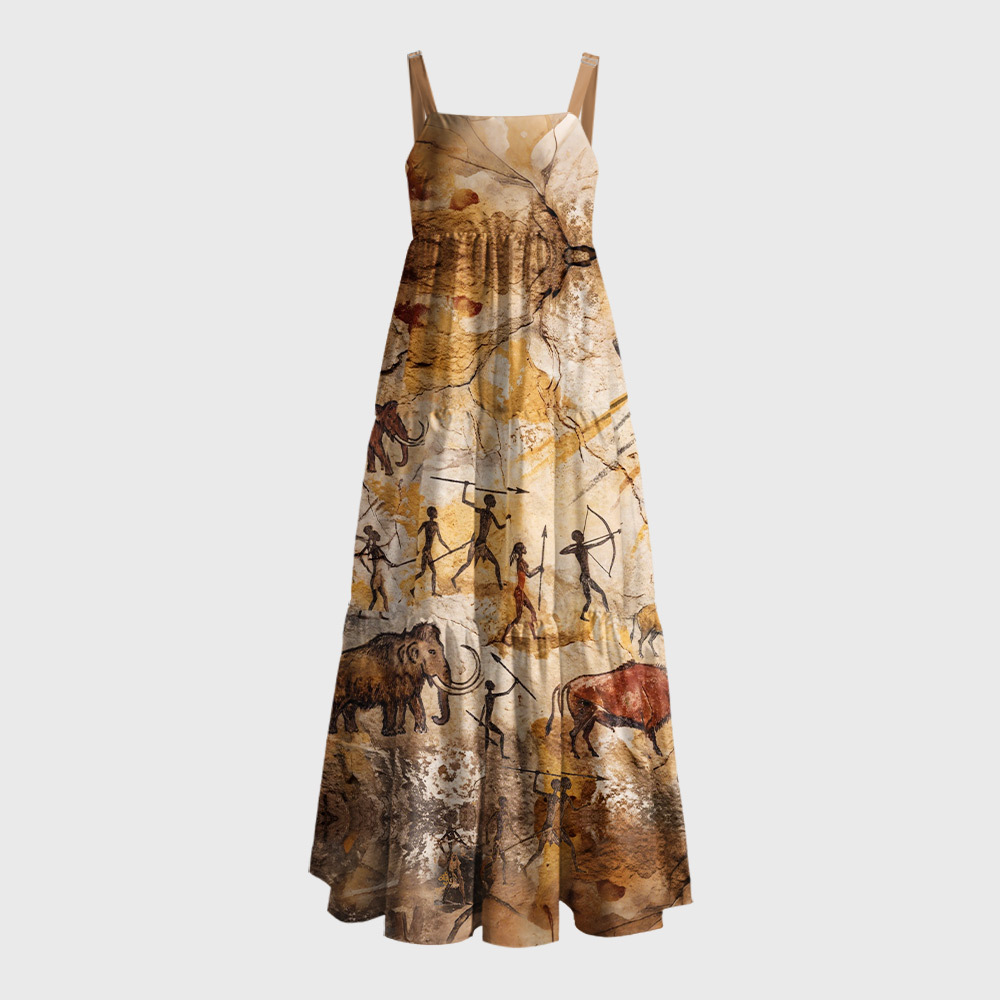 Full-Wall UFO Mural Geek Tiered Cami Maxi Dress