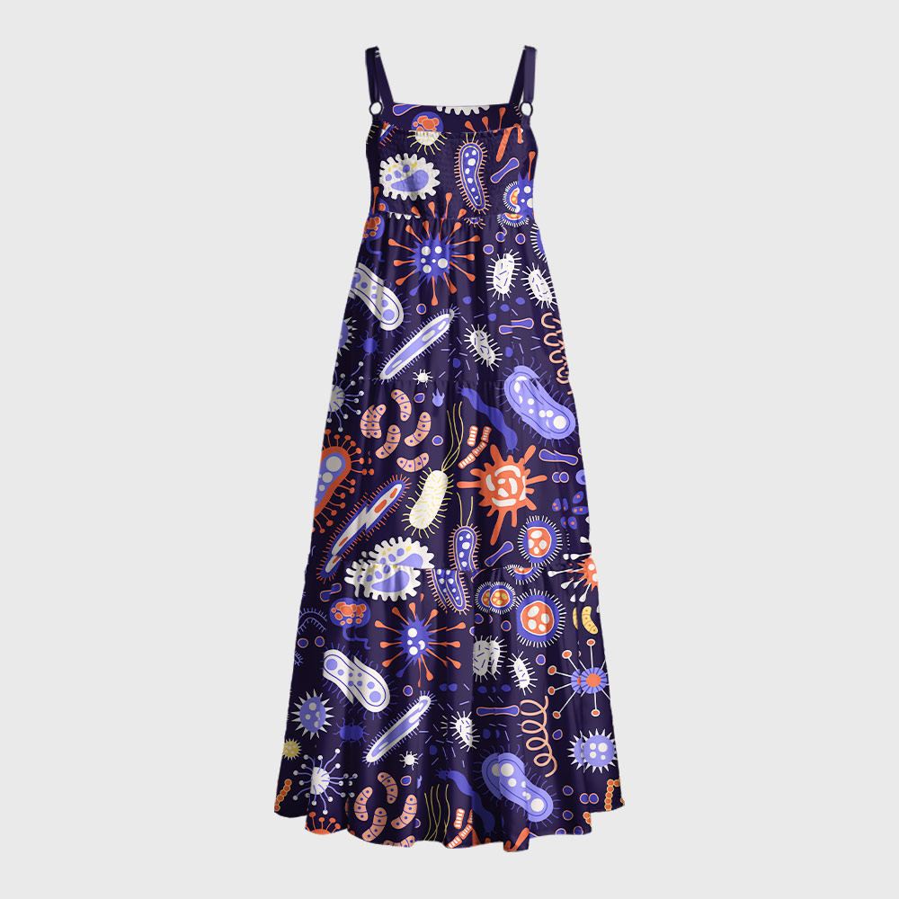Microbial Cells Geek Tiered Cami Maxi Dress