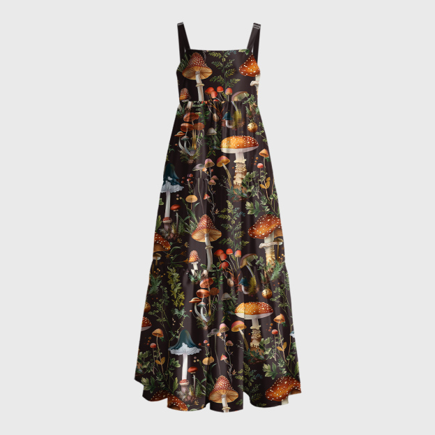 Mushroom Science Retro Geek Tiered Cami Maxi Dress