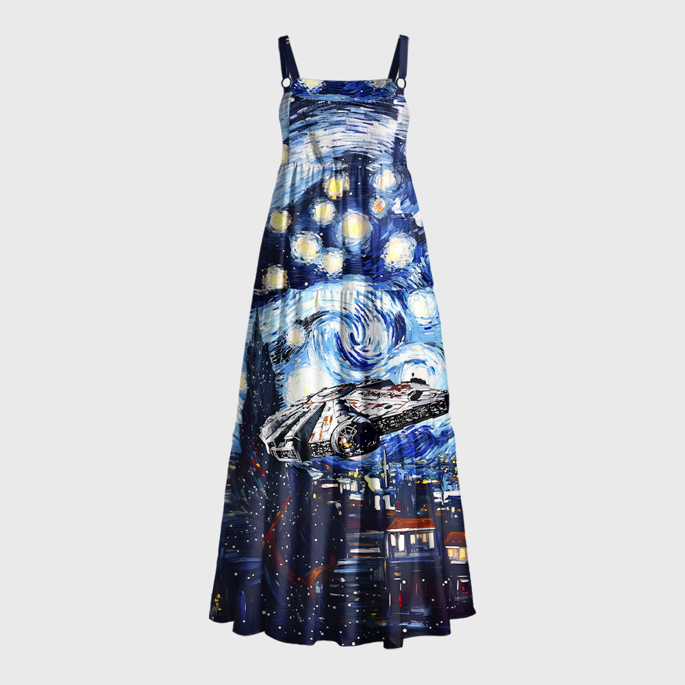 Starry Falcon Geek Tiered Cami Maxi Dress