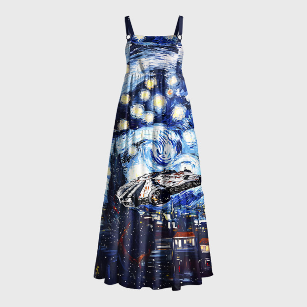 Starry Falcon Geek Tiered Cami Maxi Dress