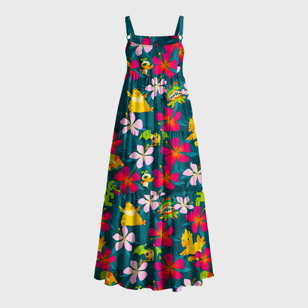 Summoned Beast Hawaii Geek Tiered Cami Maxi Dress