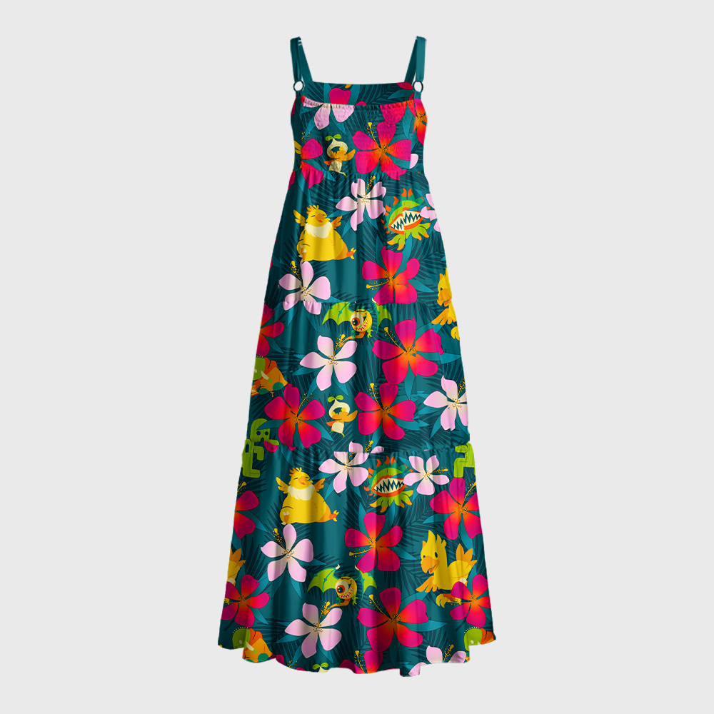 Summoned Beast Hawaii Geek Tiered Cami Maxi Dress