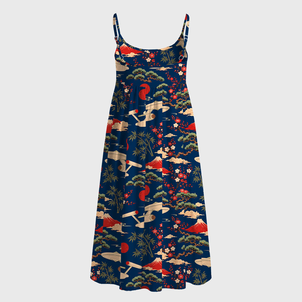 Sci-Fi Spaceship Ukiyo-e Style Geek A-Line Cami Dress