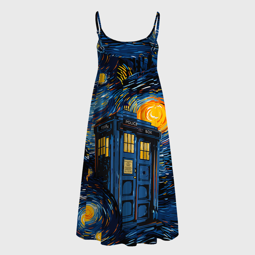 Starry Night Phone Booth Geek A-Line Cami Dress
