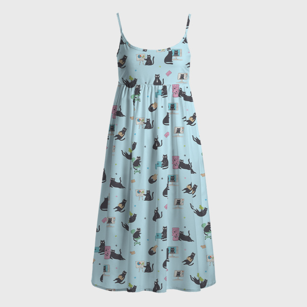 Working Cat Geek A-Line Cami Dress