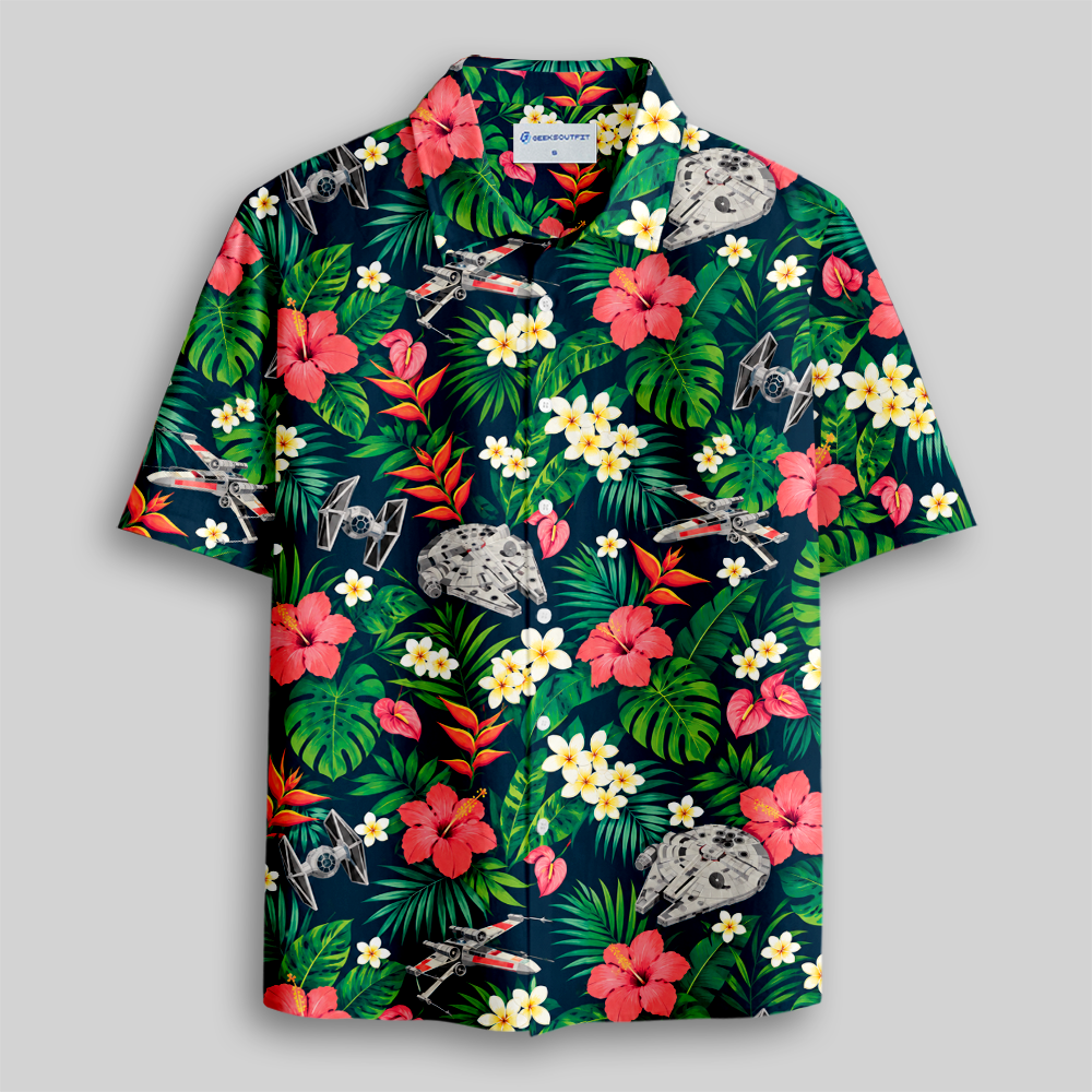 Cosmic Hibiscus Button Up Pocket Shirt