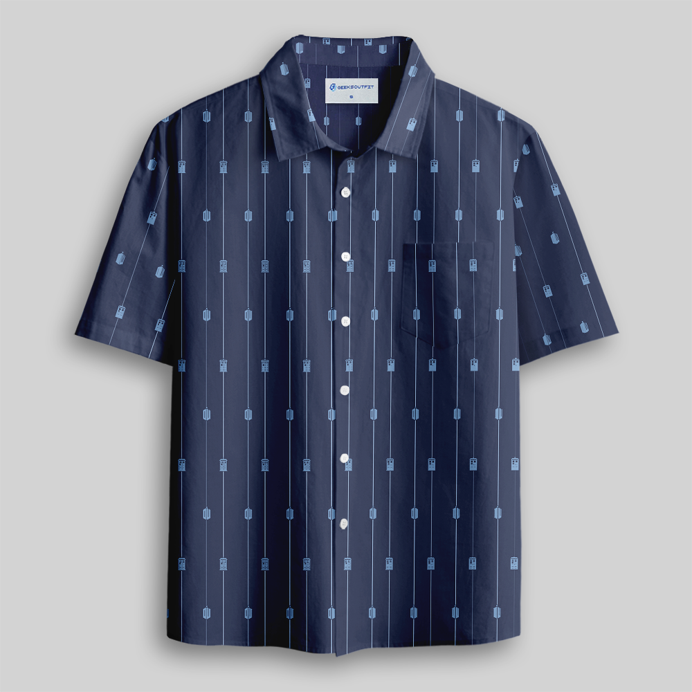 Parallel Time Lines Button Up Pocket Shirt