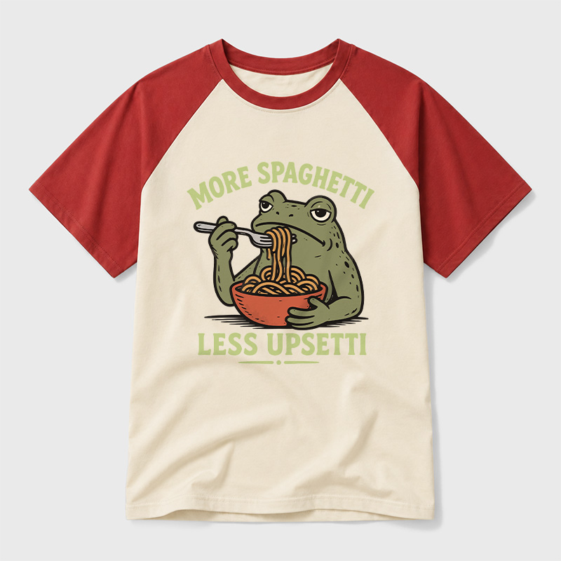 More Spaghetti Less Upsetti Geek Retro Raglan T-Shirt