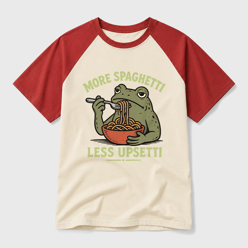 More Spaghetti Less Upsetti Geek Retro Raglan T-Shirt