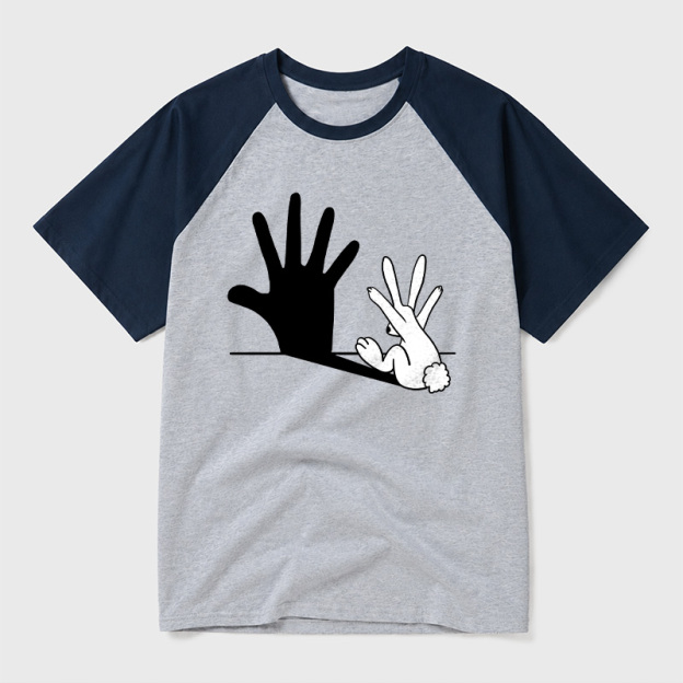 Rabbit Hand Shadow Funny Geek Retro Raglan T-Shirt