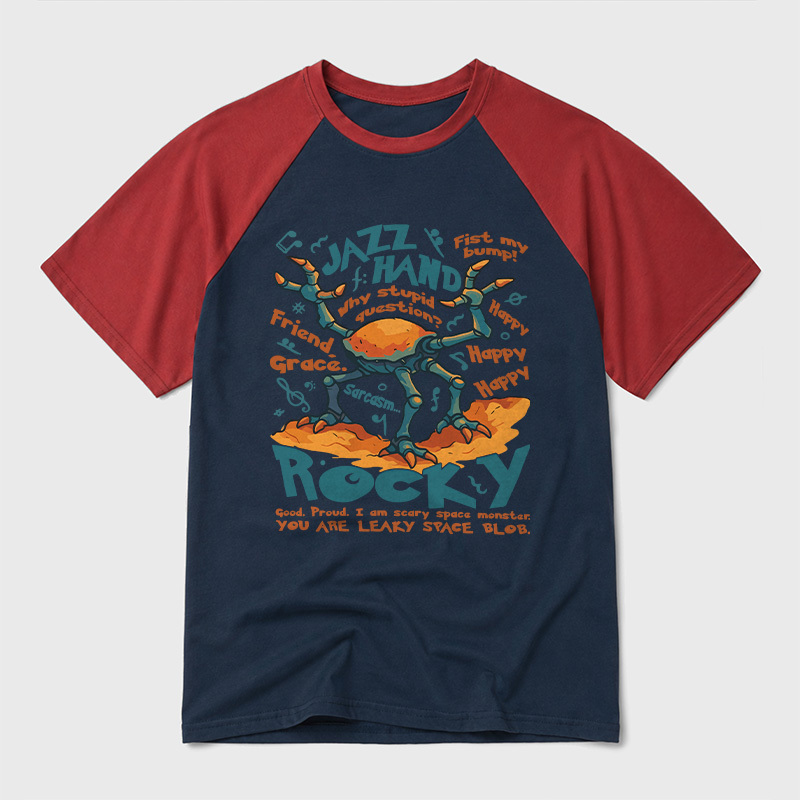 Rocky Jazz Hand Geek Retro Raglan T-Shirt