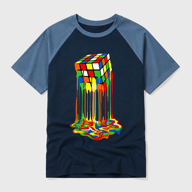 The Melting Cube Geek Retro Raglan T-Shirt