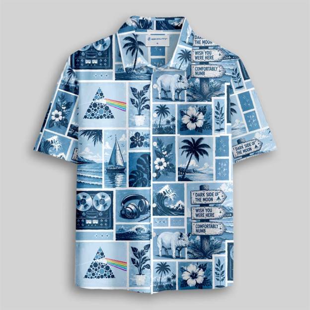 Prism Holiday In Blue Button Up Pocket Shirt