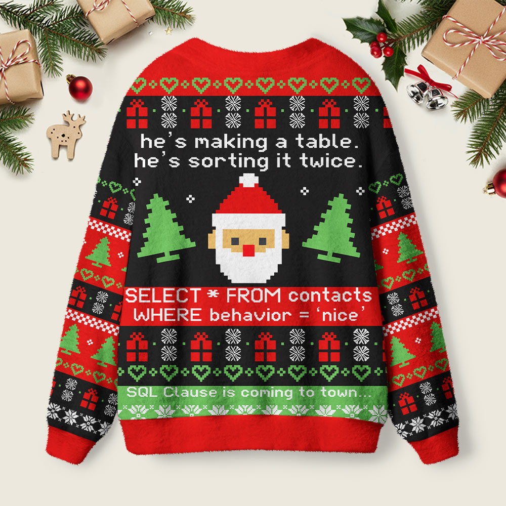 Sql Clause Is Coming to Town Geek Ugly Cardigan Sweaters