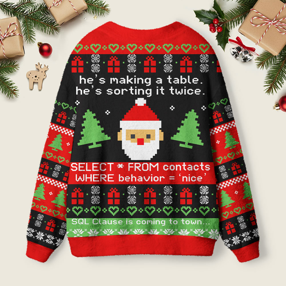 Sql Clause Is Coming to Town Geek Ugly Cardigan Sweaters