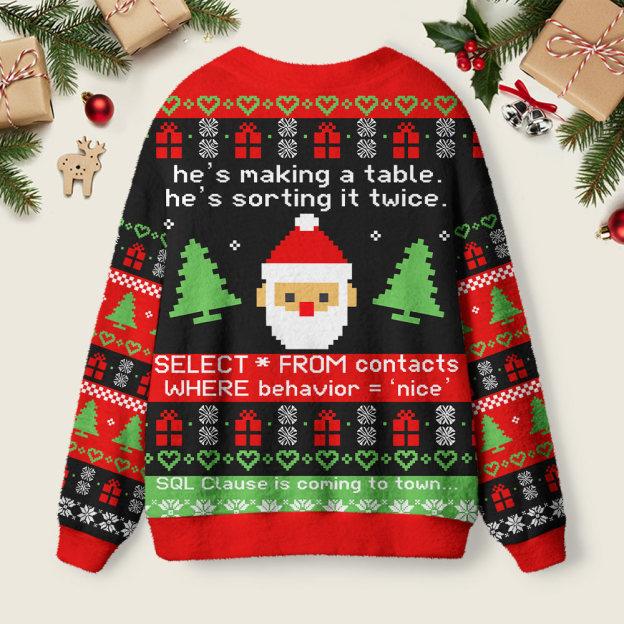 Sql Clause Is Coming to Town Geek Ugly Cardigan Sweaters