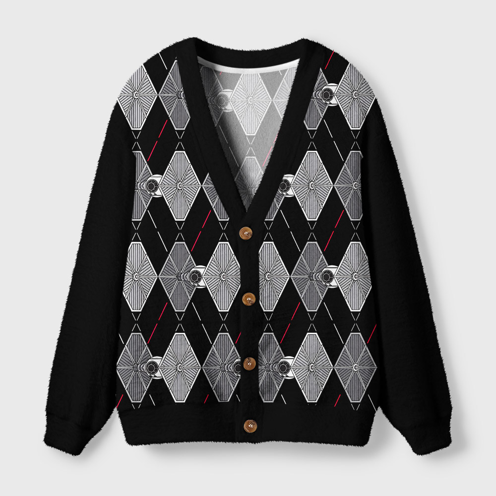Tie Spaceship Geek Ugly Cardigan Sweaters