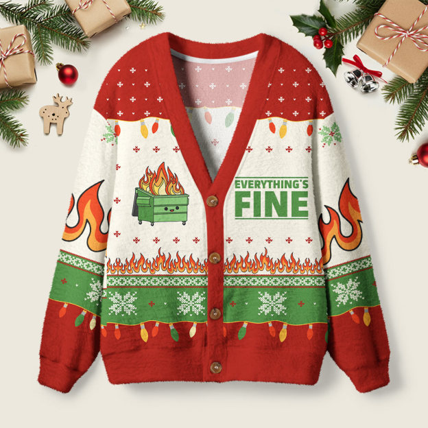 Everything is Fine Christmas Geek Ugly Cardigan Sweaters