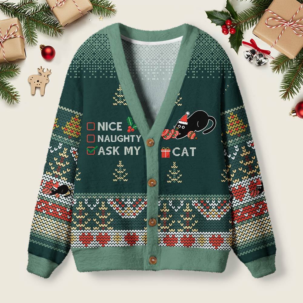Geeksoutfit The Cat's Christmas List Geek Ugly Cardigan Sweaters  for Sale