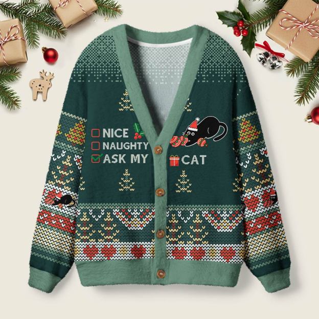 The Cat's Christmas List Geek Ugly Cardigan Sweaters