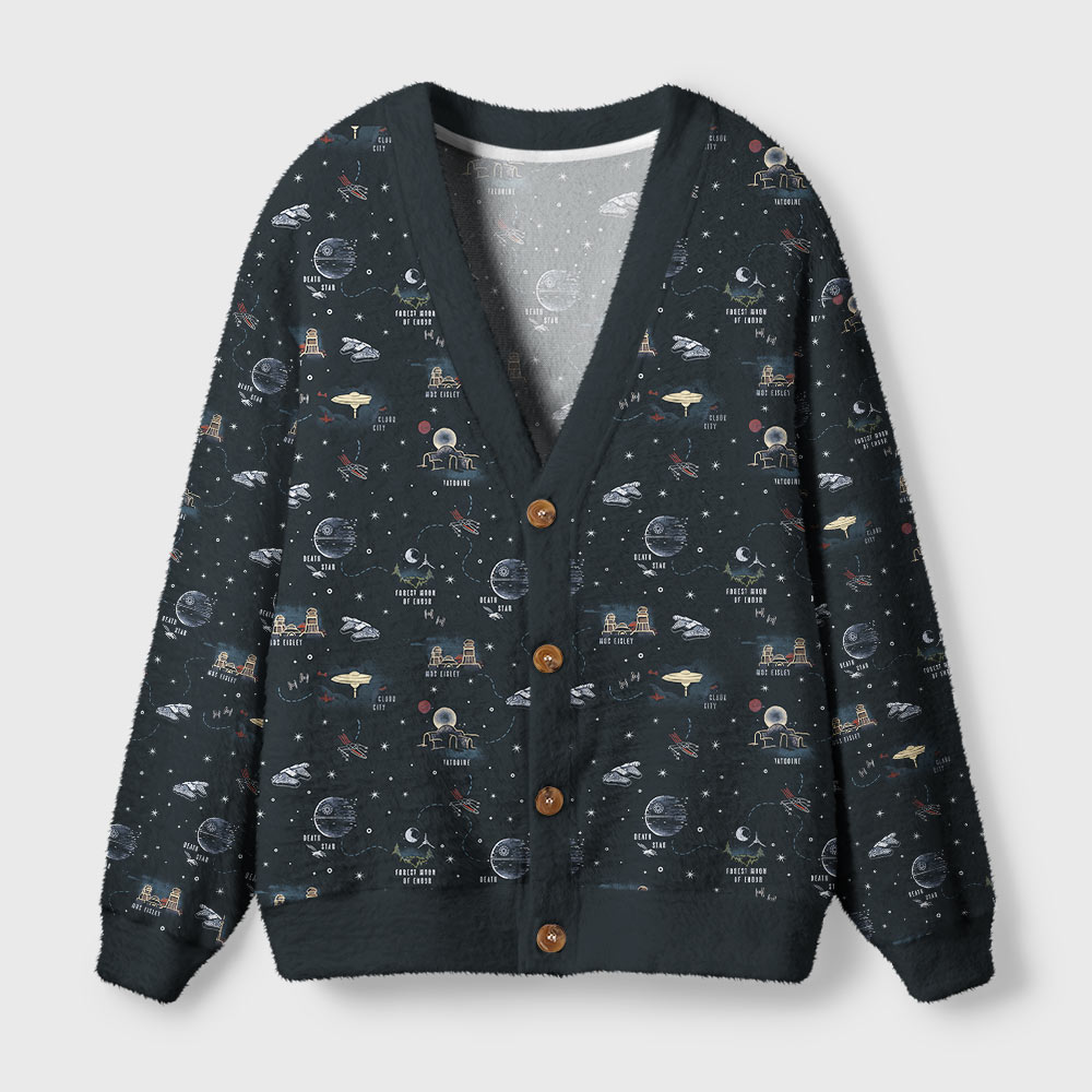 Space War Map Geek Ugly Cardigan Sweaters